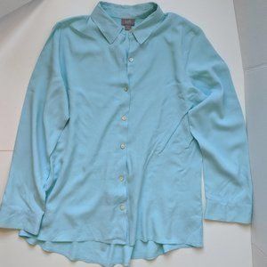 J.Jill 100% Silk Summer Shirt Small Blue Button Up